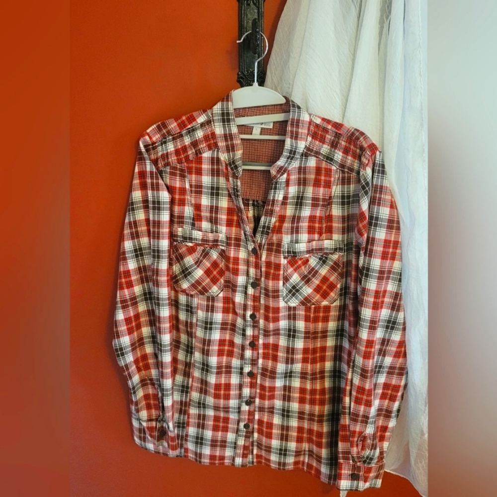 💵3/$20 Vintage Flannel Print Button Up Shirt Size Large